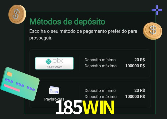 O cassino 185WIN oferece uma grande variedade de métodos de pagamento